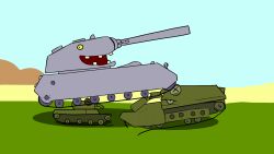 Rule 34 | bernard (zergchu), highres, maus (tank), maus (tankoon), military vehicle, motor vehicle, no humans, object 261, object 261 (tanktoon), ranzar, t-50-2, t-50-2 (tanktoon), tank, tanktoon, world of tanks, yellow eyes
