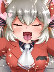 Rule 34 | 1girl, animal ear fluff, animal ears, bad id, bad pixiv id, fox ears, fox girl, fox tail, gloves, highres, island fox (kemono friends), kemono friends, kemono friends v project, long hair, multicolored hair, necktie, open mouth, shirt, shoes, silver hair, skirt, smile, solo, tail, twintails, virtual youtuber, vostok (vostok061)