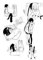 Rule 34 | 2girls, bad id, bad pixiv id, black hair, blush, greyscale, hair ornament, hairclip, hirasawa yui, holding finger, hug, hug from behind, k-on!, leaning on person, long hair, meno, monochrome, multiple girls, nakano azusa, open mouth, sketch, sweat, translation request, twintails, yuri