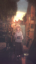 Rule 34 | 1girl, :o, absurdres, ahoge, berry, black choker, book, book stack, bookshelf, brown eyes, brown footwear, brown hair, brown hoodie, brown skirt, chair, choker, crossed bangs, desk, earrings, food-themed earrings, high tops, highres, holding, holding book, hololive, hololive english, hood, hoodie, jewelry, library, long hair, long skirt, looking at viewer, multicolored hair, nanashi mumei, nanashi mumei (casual), necklace, official alternate costume, open mouth, oversized clothes, photo background, plaid, plaid skirt, plant, red shirt, shirt, shoes, skirt, sneakers, streaked hair, sweater, taku artworks, tree, twilight, virtual youtuber, white sweater, window
