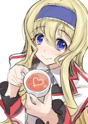 Rule 34 | 10s, 1girl, bad id, bad pixiv id, blonde hair, blue eyes, cecilia alcott, cup, heart, infinite stratos, long hair, looking at viewer, miyamoto issa, smile, solo