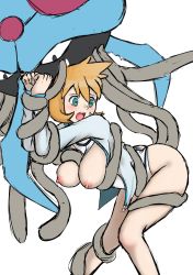Rule 34 | 1girl, absurdres, aqua eyes, blush, breasts, competition swimsuit, creatures (company), game freak, gen 1 pokemon, green eyes, hair between eyes, highres, jacket, legs, long sleeves, looking to the side, misty (pokemon), nintendo, nipples, one-piece swimsuit, open clothes, open jacket, orange hair, poke ball, pokemon, pokemon (creature), pokemon hgss, short hair, swimsuit, tentacles, tentacruel