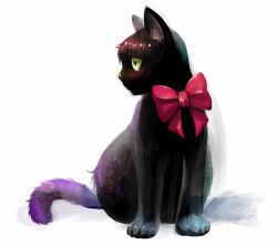 Rule 34 | animal, bow, bowtie, cat, from side, full body, highres, looking to the side, no humans, original, red bow, simple background, sitting, solo, white background, youko-shima