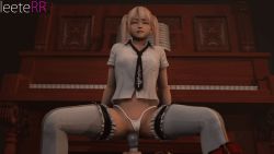 Rule 34 | 1girl, 3d, animated, animated gif, blonde hair, blue eyes, clothing aside, dead or alive, highres, hitachi magic wand, leeterr, marie rose, masturbation, panties, panties aside, pussy, sex toy, solo focus, spread legs, tecmo, thighhighs, uncensored, underwear, vibrator