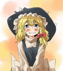 Rule 34 | 1girl, blonde hair, braid, crying, crying with eyes open, fang, female focus, hat, kirisame marisa, open mouth, solo, taker, taker (flamestorm), tears, touhou, wavy mouth, witch, witch hat