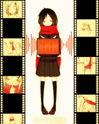 Rule 34 | 2boys, 2girls, aged down, ayano no koufuku riron (vocaloid), black hair, black serafuku, black skirt, black socks, blank stare, blush, brown footwear, carrying, child, close-up, closed eyes, closed mouth, collared shirt, crt, drawing (object), dress, enpera, expressionless, facing another, facing away, facing viewer, film strip, finger to mouth, from behind, full body, grin, highres, hood, hood up, hoodie, index finger raised, indoors, kagerou project, kano shuuya, kido tsubomi, kneehighs, limited palette, loafers, long sleeves, looking at viewer, mekakucity actors, monitor, multiple boys, multiple girls, neckerchief, origami, out of frame, pants, paper crane, parted lips, pigeon-toed, pleated skirt, ponita, scarf, school uniform, serafuku, seto kousuke, shirt, shoes, short hair, shushing, simple background, skirt, smile, socks, solo focus, song name, sound wave, spot color, standing, tateyama ayano, teeth, test score, translated, upside-down, vocaloid, white background, white neckerchief
