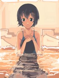 Rule 34 | amagami, black hair, competition swimsuit, moto kichi, nanasaki ai, one-piece swimsuit, ripples, school swimsuit, short hair, solo, swimsuit, water