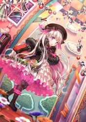 Rule 34 | black dress, book, doll joints, dress, fate/extra, fate/grand order, fate (series), food print, joints, mushroom print, nursery rhyme (fate), pink eyes, white hair