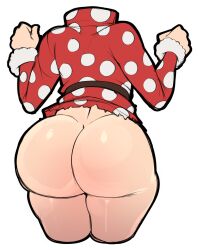 Rule 34 | 1girl, ass, blackwhiplash, boku no hero academia, bottomless, curvy, from behind, highres, huge ass, komori kinoko, long sleeves, polka dot, simple background, solo, thick thighs, thighs, third-party edit, wide hips