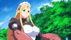 Rule 34 | 10s, animated, animated gif, blonde hair, bouncing breasts, breasts, elf, green eyes, large breasts, long hair, lowres, nipples, pointy ears, queen&#039;s blade, queen&#039;s blade lost worlds, queen&#039;s blade rebellion, robot, vante, wardrobe malfunction