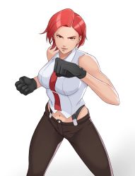 Rule 34 | 1girl, absurdres, gloves, highres, mature female, navel, red eyes, red hair, snk, the king of fighters, vanessa (kof)