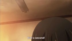 Rule 34 | 10s, 1girl, animated, animated gif, covering privates, covering breasts, hard-translated, inaba himeko, kokoro connect, lowres, subtitled, third-party edit, topless, translated