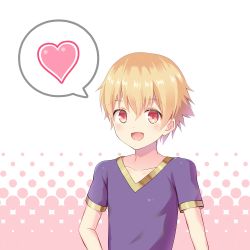 Rule 34 | 1boy, aged down, amaama (user mepv2353), blonde hair, blush, child, child gilgamesh (fate), fate/grand order, fate (series), gilgamesh (fate), hair between eyes, heart, looking at viewer, male focus, red eyes, solo, speech bubble, spoken heart