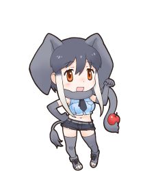 Rule 34 | 1girl, african elephant (kemono friends), animal costume, animal ear fluff, animal ears, elephant ears, highres, kemono friends, looking at viewer, official art, solo, standing, tachi-e, tail, transparent background, yoshizaki mine