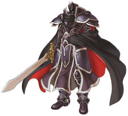 Rule 34 | 1boy, armor, armored boots, black knight (fire emblem), boots, cape, damaged, fire emblem, fire emblem: path of radiance, fire emblem: radiant dawn, full armor, full body, helmet, highres, kita senri, knight, male focus, nintendo, official art, pauldrons, shoulder armor, simple background, solo, standing, sword, weapon, white background