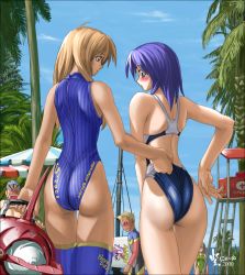 Rule 34 | ass, cameltoe, clothes pull, competition swimsuit, high cut kingdom, nyanko batake, one-piece swimsuit, one-piece swimsuit pull, swimsuit, wedgie