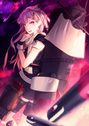 Rule 34 | 10s, 1girl, blonde hair, bow, fingerless gloves, gloves, hair bow, hair ornament, hairclip, hand on own chin, kantai collection, kgr, looking at viewer, pleated skirt, red eyes, school uniform, serafuku, short sleeves, skirt, solo, yuudachi (kancolle), yuudachi kai ni (kancolle)