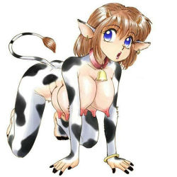 Rule 34 | animal ears, artist request, bell, breasts, cow girl, cowbell, extra breasts, horns, huge nipples, large breasts, lowres, source request, tail