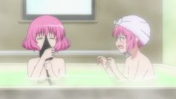 Rule 34 | 00s, 2girls, animated, animated gif, bath, bathtub, blush, breasts, bulging eyes, collarbone, convenient arm, demon tail, fang, licking, licking tail, masturbation, medium breasts, momo velia deviluke, multiple girls, nana asta deviluke, nude, open mouth, pink hair, purple eyes, scratching, screencap, short hair, siblings, sisters, small breasts, steam, tail, tail grab, tail masturbation, to love-ru, towel, towel on head, twins, uncommon stimulation, water, wet