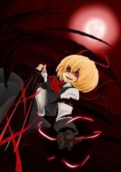 Rule 34 | 1girl, bad id, bad pixiv id, black theme, blonde hair, dark, darkness, embodiment of scarlet devil, ex-rumia, female focus, gloves, moon, red eyes, rumia, solo, sword, the iron of yin and yang, touhou, tsuttsu, weapon
