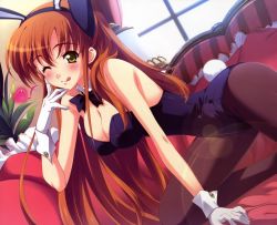 Rule 34 | 00s, 1girl, :p, animal ears, blush, bow, bowtie, breasts, brown hair, rabbit, cleavage, code geass, fake animal ears, gloves, green eyes, heart, kusukusu, large breasts, long hair, one eye closed, orange hair, pantyhose, playboy bunny, rabbit ears, rabbit tail, shirley fenette, solo, tail, tongue, tongue out, usagi, very long hair, wallpaper, wink, wrist cuffs, yellow eyes