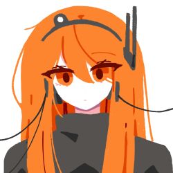 Rule 34 | 1girl, a.i. voice, cable, closed mouth, hair between eyes, headlamp, highres, long hair, looking at viewer, mei (meiday mise), no lineart, orange eyes, orange hair, portrait, radio antenna, simple background, straight hair, utau, white background