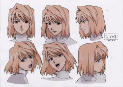 Rule 34 | 00s, 1girl, arcueid brunestud, blonde hair, character sheet, j.c. staff, lowres, production art, sweater, tsukihime, white sweater