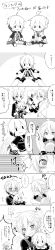 Rule 34 | 2boys, absurdres, ahoge, blush, character doll, chibi, comic, commentary, doll, greyscale, headphones, headset, highres, holding, holding doll, holy lancer (module), hood, hoodie, kagamine len, long image, male focus, monochrome, multiple boys, necktie, project diva (series), shirt, short hair, smile, solid oval eyes, striped clothes, striped shirt, sudachi (calendar), tall image, translated, undressing, vocaloid, white edge (module), yaoi