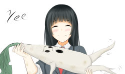 Rule 34 | 10s, 1girl, :o, black hair, black shirt, blush, collared shirt, creature, dirty, empty eyes, eyebrows, flying witch, full body, highres, kowata makoto, leaf, long hair, long sleeves, mandrake, necktie, open mouth, red necktie, school uniform, shirt, simple background, sketch, sleeves pushed up, smile, white background, zaijian shi