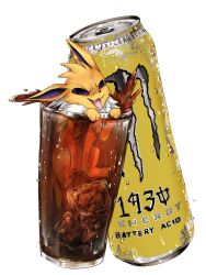 Rule 34 | alpha transparency, can, chibi, creatures (company), drink, drink can, food, game freak, gen 1 pokemon, highres, jolteon, monster energy, mothman1930, nintendo, non-web source, pokemon, self-upload, soda can