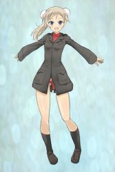 Rule 34 | 1girl, animal ears, blonde hair, blue eyes, full body, happy, long hair, looking at viewer, martina crespi, military, military uniform, oi ke, open mouth, outstretched arms, side ponytail, smile, solo, strike witches, strike witches: kurenai no majo-tachi, uniform, world witches series