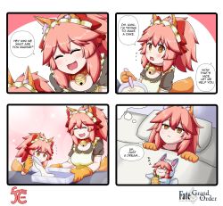 Rule 34 | 2girls, :&lt;, :3, aged up, alternate costume, animal ear fluff, animal ears, animal hands, apron, bell, blush, breasts, carrot, cat paws, closed eyes, closed mouth, collar, dreaming, dual persona, english text, enmaided, fang, fate/grand order, fate (series), food, fox ears, fox girl, fox tail, frills, gloves, hair ribbon, highres, jingle bell, keita naruzawa, large breasts, long hair, maid, maid apron, maid headdress, multiple girls, open mouth, paw gloves, pink hair, ponytail, red ribbon, ribbon, skirt, sleeping, speech bubble, sweatdrop, tail, tamamo (fate), tamamo cat (fate), tamamo cat (second ascension) (fate), tears, vegetable, waist apron, white apron, yellow eyes, zzz