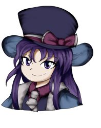 Rule 34 | 1other, androgynous, ascot, bad id, bad pixiv id, blue coat, blue hat, bow, clause (len&#039;en), coat, collared shirt, hat, hat bow, highres, len&#039;en, long hair, purple eyes, purple hair, purple shirt, shirt, smile, soldierburger, solo, top hat, upper body, white ascot