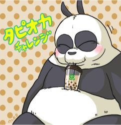 Rule 34 | blush, bubble tea, closed eyes, panda, ranma 1/2, saotome genma, solo, wanta (futoshi)
