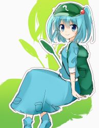Rule 34 | 1girl, aqua hair, backpack, bad id, bad twitter id, bag, blouse, blue eyes, boots, hair bobbles, hair ornament, hat, kawashiro nitori, key, looking at viewer, outline, profile, reeds, shirt, short twintails, sketch, skirt, skirt set, smile, solo, touhou, twintails, two side up, yada (xxxadaman), zoom layer