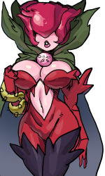 Rule 34 | 1girl, breasts, cleavage, covered eyes, digimon, flower, highres, large breasts, lipstick, makeup, mask, navel, rose, rosemon, solo, thorns
