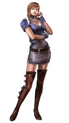 Rule 34 | 1girl, 3d, belt, boots, breasts, brown hair, capcom, cleavage, female focus, god hand, large breasts, olivia (god hand), shirt, short hair, skirt, smile, solo