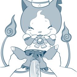 Rule 34 | 1boy, 1girl, blush, closed eyes, fangs, furry, lonbluewolf, monochrome, penis, pussy, sailornyan, size difference, vaginal, youkai watch
