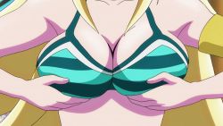 Rule 34 | 10s, 1girl, animated, animated gif, anime screenshot, bikini, blonde hair, bouncing breasts, grabbing another&#039;s breast, breasts, cleavage, grabbing, keijo!!!!!!!!, kusakai mio, large breasts, swimsuit