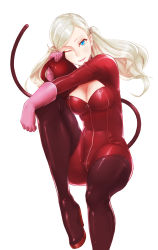 Rule 34 | 10s, 1girl, :p, blonde hair, blue eyes, bodysuit, boots, breasts, cat mask, cleavage, fake tail, gloves, high heel boots, high heels, highres, kuso otoko, latex, latex suit, looking at viewer, mask, unworn mask, persona, persona 5, red thighhighs, solo, tail, takamaki anne, thigh boots, thighhighs, tongue, tongue out, twintails, zipper