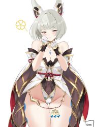 Rule 34 | 1girl, animal ears, cat ears, cat girl, chest jewel, highres, icoo, leotard, nia (blade) (xenoblade), nia (xenoblade), simple background, solo, white background, xenoblade chronicles (series), xenoblade chronicles 2