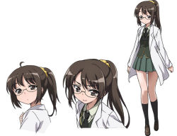 Rule 34 | 10s, 1girl, boku wa tomodachi ga sukunai, brown hair, character sheet, glasses, ribbon, scientist, shiguma rika, tagme
