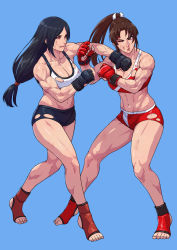 Rule 34 | 2girls, absurdres, breasts, fighting, final fantasy, highres, large breasts, multiple girls, shiranui mai, the king of fighters, tifa lockhart