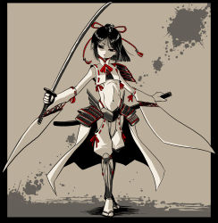 Rule 34 | 1boy, child, japanese clothes, male focus, original, samurai, simple background, solo, standing, suparu (detteiu), sword, weapon