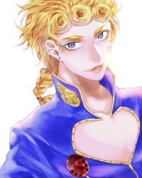 Rule 34 | 1boy, bad id, bad pixiv id, blonde hair, blue eyes, braid, bug, curly hair, giorno giovanna, insect, jojo no kimyou na bouken, ladybug, male focus, mate bou, pectoral cleavage, pectorals, solo, vento aureo