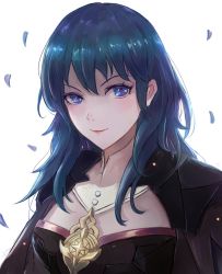 Rule 34 | 1girl, armor, blue eyes, blue hair, breasts, byleth (female) (fire emblem), byleth (fire emblem), cape, fire emblem, fire emblem: three houses, leonmandala, long hair, looking at viewer, nintendo, short hair, simple background, smile, uniform, white background