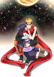 Rule 34 | couple, forehead protector, hime cut, hyuuga hinata, inu (marukome), moon, naruto: the last, naruto (series), night, night sky, scarf, shared clothes, shared scarf, sky, space, spiked hair, star (sky), thighhighs, uzumaki naruto, whiskers