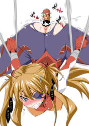 Rule 34 | 10s, 1girl, angry, annoyed, anus, arched back, arms behind back, ass, bdsm, blue eyes, blush, bodysuit, bondage, bound, breasts, breasts apart, clenched teeth, curvy, evangelion: 3.0 you can (not) redo, eyepatch, forced, hair between eyes, huge ass, long hair, looking at viewer, mikagami sou, neon genesis evangelion, object insertion, orange hair, plugsuit, pussy, pussy juice, rape, rebuild of evangelion, restrained, saliva, scowl, sex toy, shiny skin, simple background, skin tight, snarl, solo, souryuu asuka langley, spread legs, suspension, teeth, thighs, torn bodysuit, torn clothes, trembling, two side up, v-shaped eyebrows, vaginal, vaginal object insertion, very long hair, vibrator, white background, wide hips