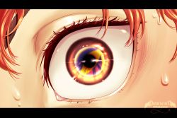 Rule 34 | 1boy, brown eyes, close-up, eye focus, haikyuu!!, highres, hinata shouyou, letterboxed, looking at viewer, male focus, orange hair, overexciteddragon, signature, solo, sweat