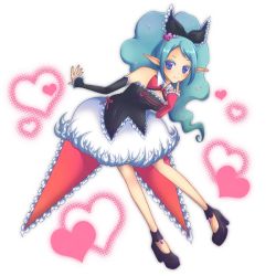 Rule 34 | 10s, blue eyes, bow, cardfight!! vanguard, detached sleeves, dress, elf, frilled dress, frills, girl who crossed the gap, green hair, hair bow, hair ribbon, looking at viewer, pale moon, pointy ears, ribbon